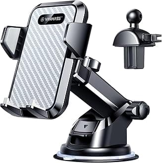 VANMASS Universal Car Phone Mount,【Patent & Safety Certs】 Upgraded Handsfree Dashboard Stand, Phone Holder for Car Windshield Vent, Compatible iPhone 14 13 12 11 Pro Max Xs XR X, Galaxy (Off-White)