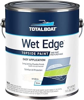 TotalBoat Wet Edge Topside Marine Paint Premium Polyurethane Coating for Boats, RVs, Exterior Trim, Fiberglass, Metal, and Wood (Off-White, Gallon)