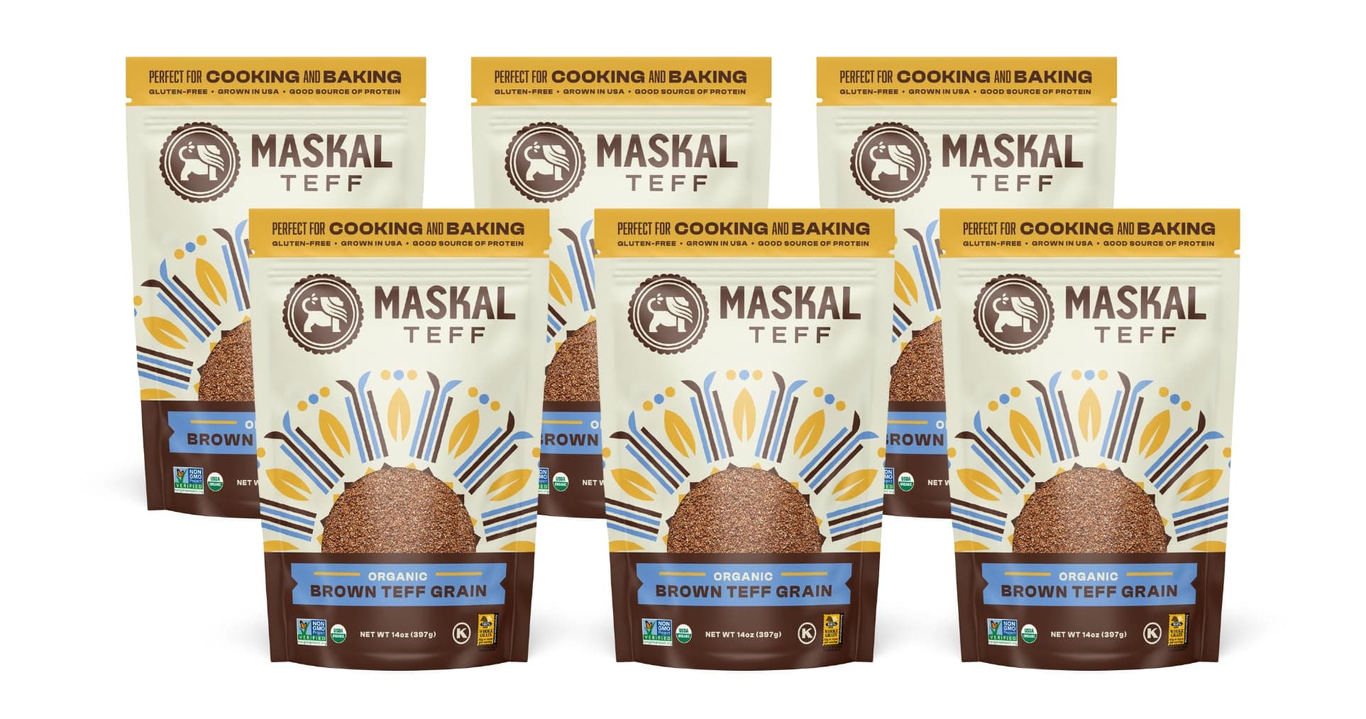 Maskal Teff Organic Brown Grain, 14 Ounce (6 pack)