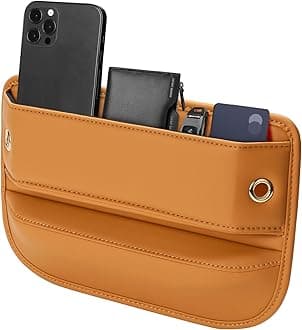 Universal Fit Car Gap Filler, Premium Leather Car Seat Gap Filler Organizer, Car Organizer Car Accessories for Women Men, Car Essentials for Car SUV Truck (Orange, 1 Pack)