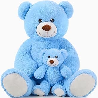 Mom and Baby Giant Teddy Bear, 39inch Soft Big Teddy Bears Stuffed Animal Plush for Baby Shower, Birthday, Blue
