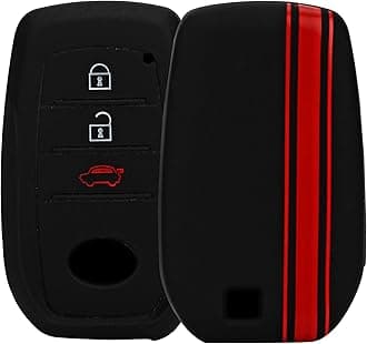 JVCV® Car Key Cover Compatible with Toyota Innova Crysta Hycross & Fortuner Smart Key - Rally Stripe (Black Red)