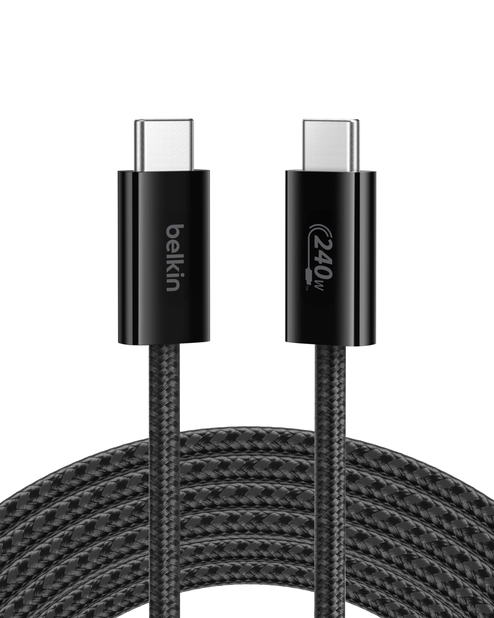 USB C to USB C Cable, 9.9ft, 240W - Type C Charger, iPhone Charger Cord, Soft, Braided, Flexible for iPhone 17, Galaxy S25, Pixel 10, MacBook, Chromebook, iPad Pro, Switch Steam Deck – Black