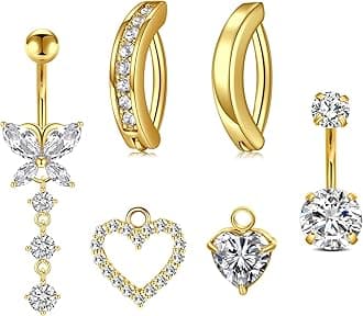 Briana WilliamsBriana Williams Belly Button Ring Belly Rings Belly Button Piercing Gold Belly Button Ring for Women Clicker Belly Ring Belly Piercing Stainless Steel 14g 10mm Blley Navel Rings Piercing Jewelry