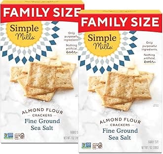 Simple Mills Almond Flour Crackers, Family Size, Fine Ground Sea Salt - Gluten Free, Vegan, Healthy Snacks, 7 Ounce (Pack of 2)