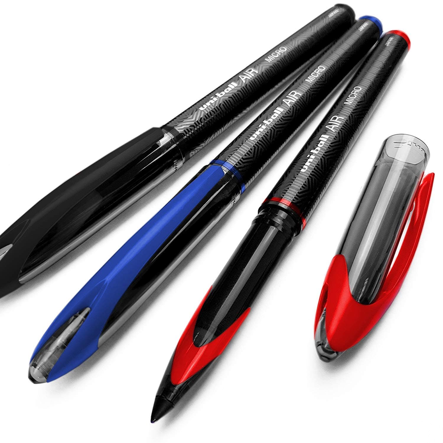 AIR Micro - 0.5mm Fine Rollerball - Pack of 3 - Black, Blue, and Red - UBA-188-M