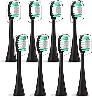 Replacement Toothbrush Heads Compatible with Aquasonic Black Series and Vibe Series - 8 Pack Electric Brush Heads Compatible with Aqua Sonic (Black)