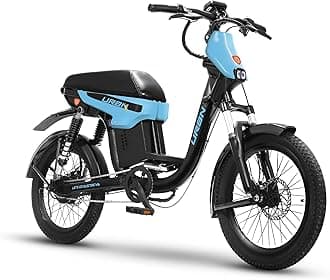 Motovolt URBN E-Moped - Standard | 105 Km Range | 250W 36V BLDC Motor | Removable Battery - 20Ah Lithium-ion | 120 Kg Load Capacity | Spring + Hydraulic Suspension | 20" Tyres | Sky Blue