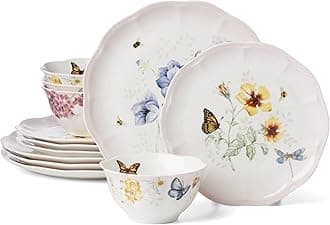 12 Piece Butterfly Meadow Dinner Set Pink