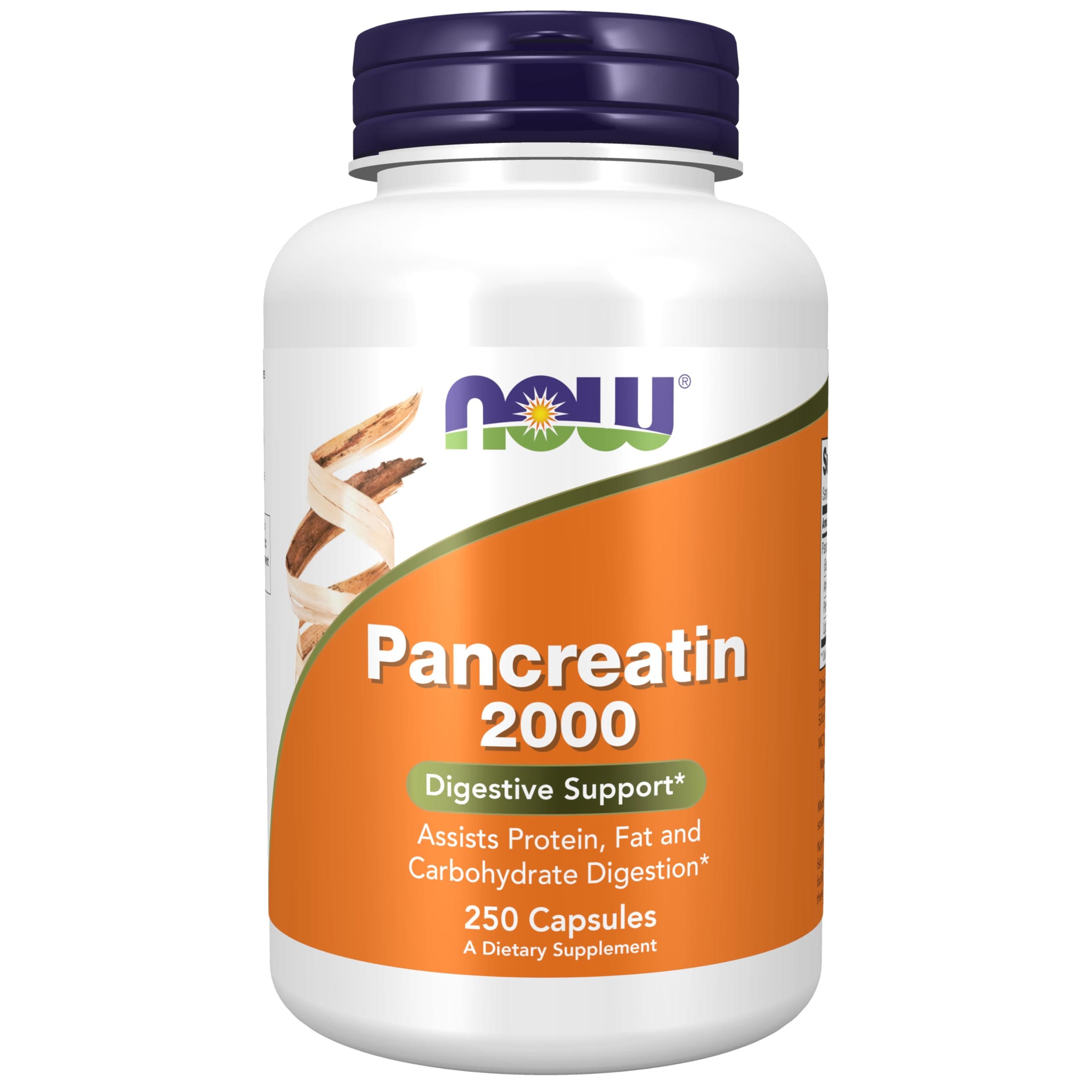 Supplements, Pancreatin 2000 with naturally occurring Protease (Protein Digesting), Amylase (Carbohydrate Digesting), and Lipase (Fat Digesting) Enzymes, 250 Capsules