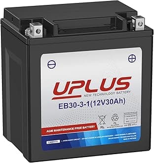 UPLUS YTX30L-BS Motorcycle Battery, YIX30L-BS Replacement Maintenance Free & High Performance, EB30-3-1 AGM Batteries ETX30L UTV Snowmobile ATV Battery, 12V 30AH 400CCA