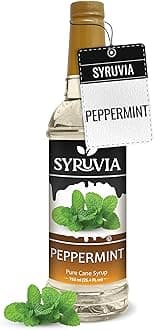 Syruvia Peppermint Syrup for Coffee, Flavored Syrup for Drinks, Lattes, and Desserts – 25.4 fl oz