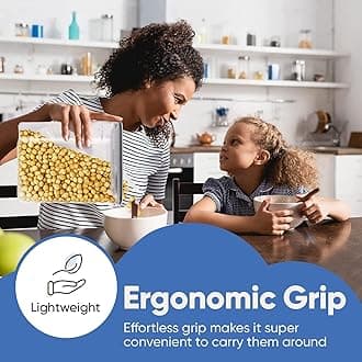 Chefââ‚¬â„¢s Path Cereal Storage Container Set - 100% Airtight Best Food Storage Containers, 8 FREE Chalkboard Labels & Pen, Great for Flour, Sugar & More - BPA Free Dispenser Keepers (16.9 Cup 135.2oz) 3PC