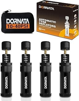 Adjustable Tire Deflator Auto-Stop (10-40 PSI) Offroad Accessories Valve Stem kit 4x4 Tyre Air Down Tool for Truck, Pickup, Motorcycle,Jeep etc.(Black)