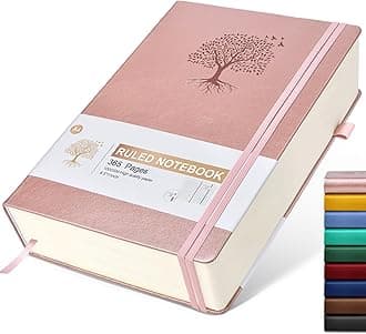 Lined Journal Notebook, 365 Pages A4 Large Journals for Writing Ruled Notebook, Pink Hardcover Leather Journals for Women Men,Notebook for Work, Note Taking, 100Gsm Thick Paper ( 8.5" x 11" Rose Gold)