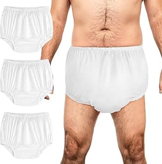 3 Pcs Cloth Diaper Covers for Adult Incontinence Cover Noiseless Leak-Protection Underwear Washable Reusable Diaper Cover for Disabled, Elderly, Postpartum (White,XXL)