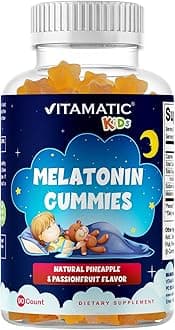 Vitamatic Sugar Free Kids Melatonin 1mg, 90 Gummies, Pineapple & passionfruit Flavored Gummies, 90 Days Supply