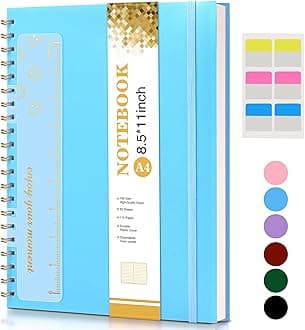 Spiral Notebook Journal 8.5” x 11”, Lined Notebooks for Women Men, A4 Large College Ruled Journal, 100 GSM Paper, Plastic Hardcover Spiral Bound Journals for Work School Business, Blue