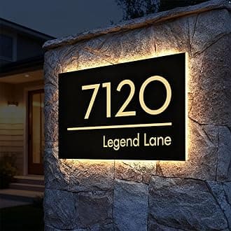 Custom Solar Backlit LED House Number Sign for Outside, Modern Illuminated Address Plaque for Home, Personalized Stainless Steel Lighted Yard Sign - Waterproof