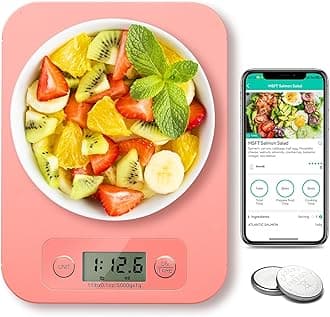 Smart Food Scale for Weight Loss, Digital Food Scale Grams and Ounces with Nutritional Calculator, Food Weight Scale for Diet, Keto, Macro, Calories Counting, Meal Prep 0.1oz/11lb (Pink)
