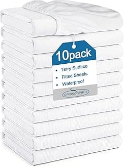 10 Pack Mattress Protector Twin Waterproof Mattress Topper Pad Cover Bed Sheets Fitted up - 14" Soft & Breathable Terry, Noiseless & Machine Washable Mattress Protector