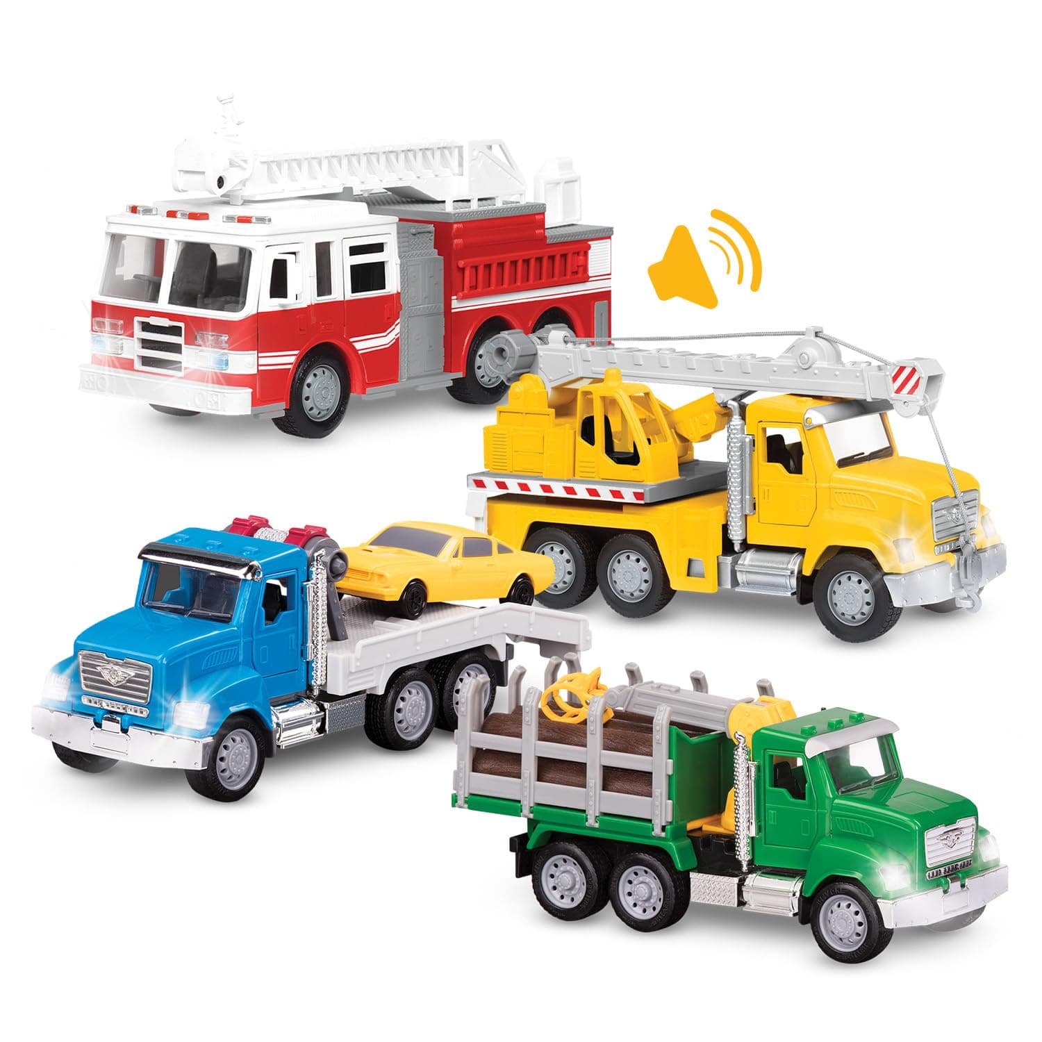 DRIVEN by Battat WH1148Z Series Multipack (4 Pack) Micro Fleet – 6pc Playset with 4, 1 Ladder – Toy Trucks and Cars for Kids Aged 3 and Up