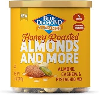 Blue Diamond Almonds, Mixed Nuts Sweet Honey Roasted Deluxe Snack Nuts, Almonds, Pistachios and Cashews, 396.9 g Tin (Pack of 1)