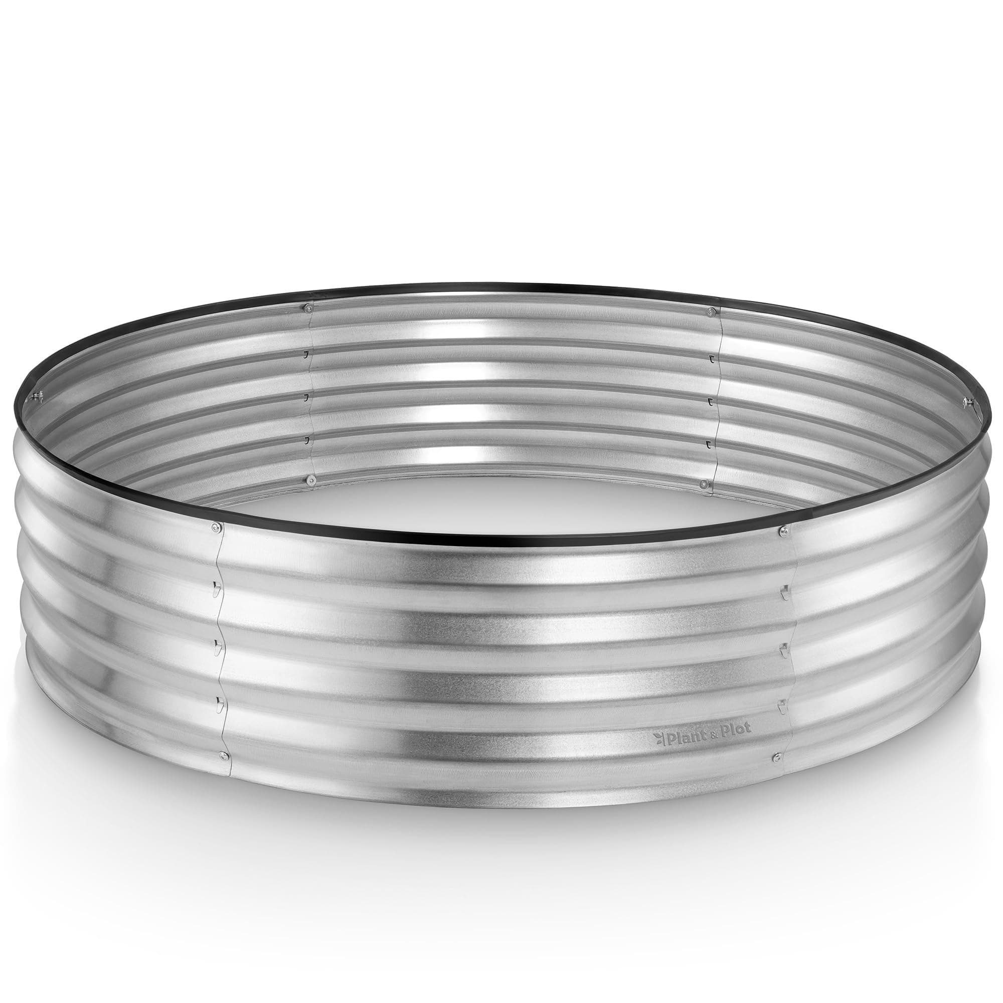 Round Galvanized Raised Garden Bed // 4×4×1 ft Galvanized Raised Garden Beds Outdoor for Gardening, Vegetables, Flowers // Patented Tool-Free Design Round Planter (Silver)