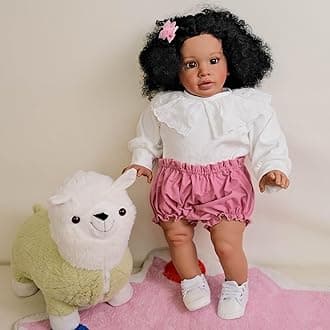 Pinky Real Look Reborn Baby Dolls Black Girl 26inch 66cm Soft Vinyl Lifelike Toddler Doll African American Newborn Baby Dolls Kids Toy for Ages 3+