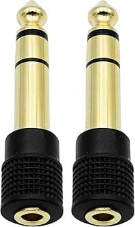 Chadou Audio Adapter 6.35mm (1/4 inch) Male to 3.5mm (1/8 inch) Female Stereo Headphone Connector Gold Plated, 2 Pack
