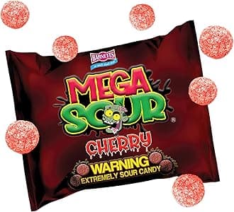Mega Sour Candy Cherry - Trendy Sweet Bags 104g - Traditionally Handmade Sweets - Sour Coating Lasts 20 Seconds - Candies for Party Bag, Gift Hamper, or Hamper Box