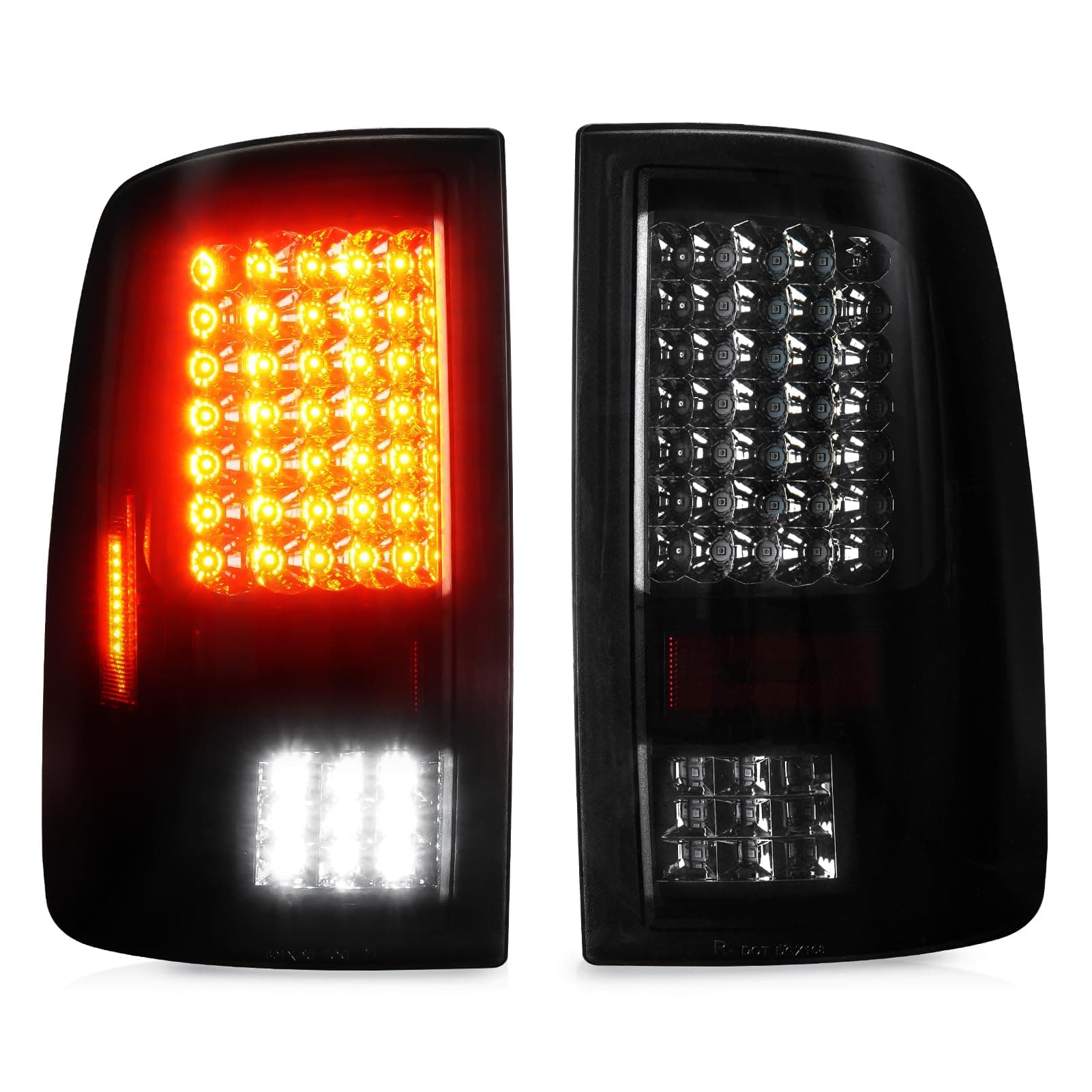 Tail Light for Dodge Ram 1500 2009-2010, Ram 2500 & 3500 2010, Ram 1500 & 2500 & 3500 2011-2018 Ram 1500 Classic 2019 [only fit Factory Halogen Model NOT fit LED version] Chrome Housing Smoked Lens