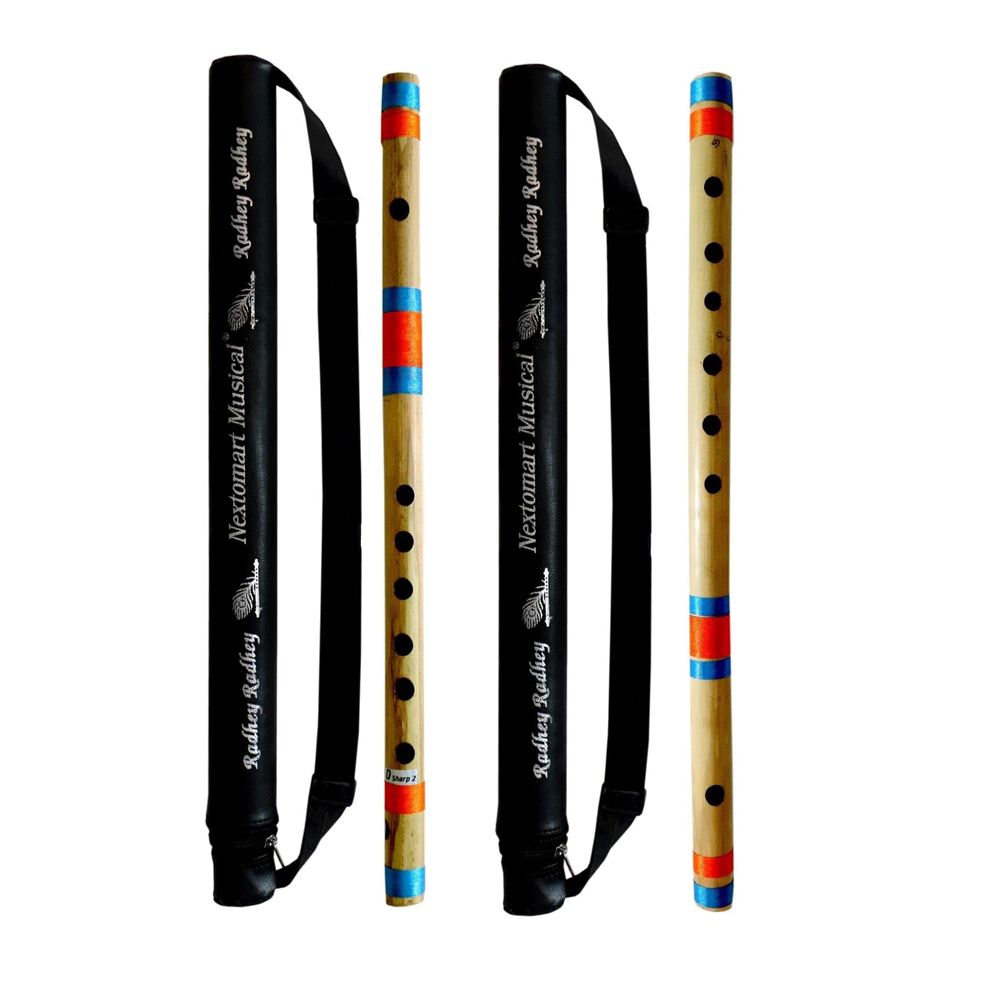 Musical Combo Flutes D Sharp 7 Hole (17 Inch) & G Scale 6 Hole (17 Inch) Bamboo Flute Bansuri with Flute Carry Bag Free By Indian Collectible