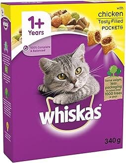 Whiskas 1+ - Dry Cat Food - for Adult Cats - with Chicken - 6 x 340 g