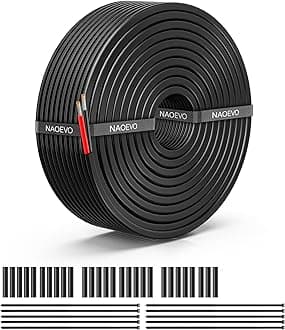 NAOEVO 12 Gauge Wire 2 Conductor Electrical Wire, 12 AWG Stranded PVC Cord, 12V Low Voltage/Tinned Copper/Flexible Cable for Automotive Wiring, Lamp Cord, Marine Cable (30FT)