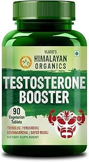 Vlado's Himalayan Organics Testosterone Supplement For Men With, Magnesium,Tribulus Terrestris, Fenugreek, Ashwagandha & Safed Musli - 90 Veg Tablets