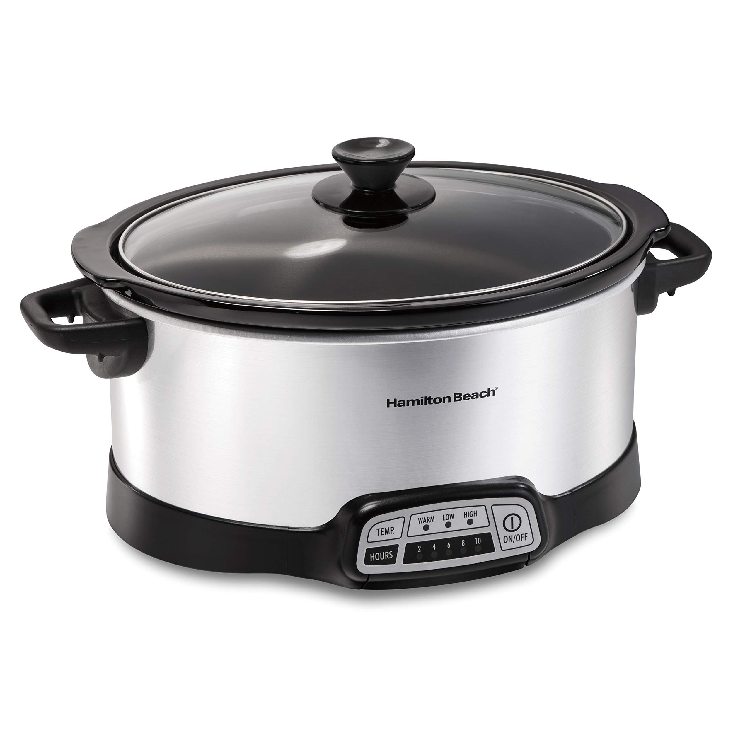 Hamilton Beach 7 Quart Programmable Slow Cooker With Flexible Easy Programming, 5 Cooking Times, Dishwasher-Safe Crock & Lid, Silver (33473)