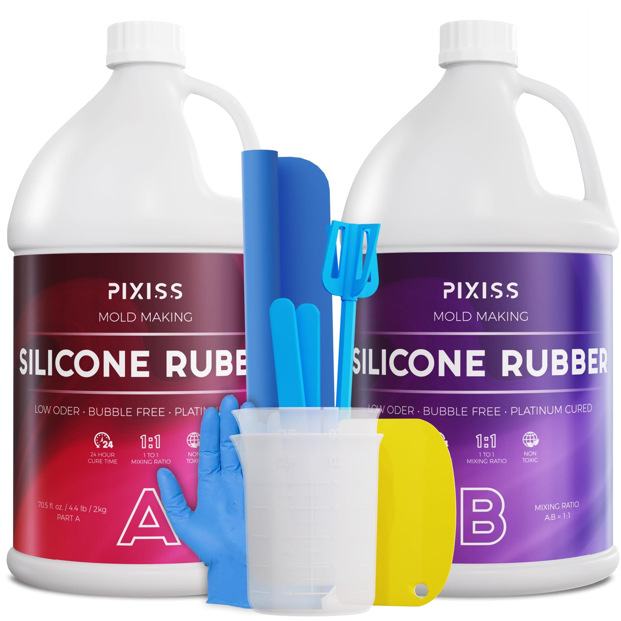 Silicone Mold Making Kit Liquid Silicone Rubber Bubble Free Translucent Clear Mold Making Silicone-Mixing Ratio 1:1-Molding Silicone for Resin Molds, Silicone Molds DIY (4kg/Gallon Kit)