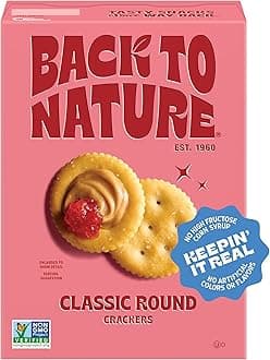 Back to Nature Classic Round Crackers - Dairy Free, GMO Free, Made with Wheat Flour and Sea Salt, Delicious and High Quality Snacks, 185ml