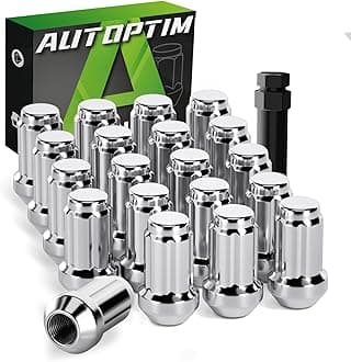 M12x1.25 Spline Lug Nuts - Replacement for 1993-2022 Nissan Altima, 1988-2022 Nissan Maxima, 1999-2015 Nissan Xterra Aftermarket Wheel 20pcs Chrome Closed End Lug Nuts with 1 Socket Key