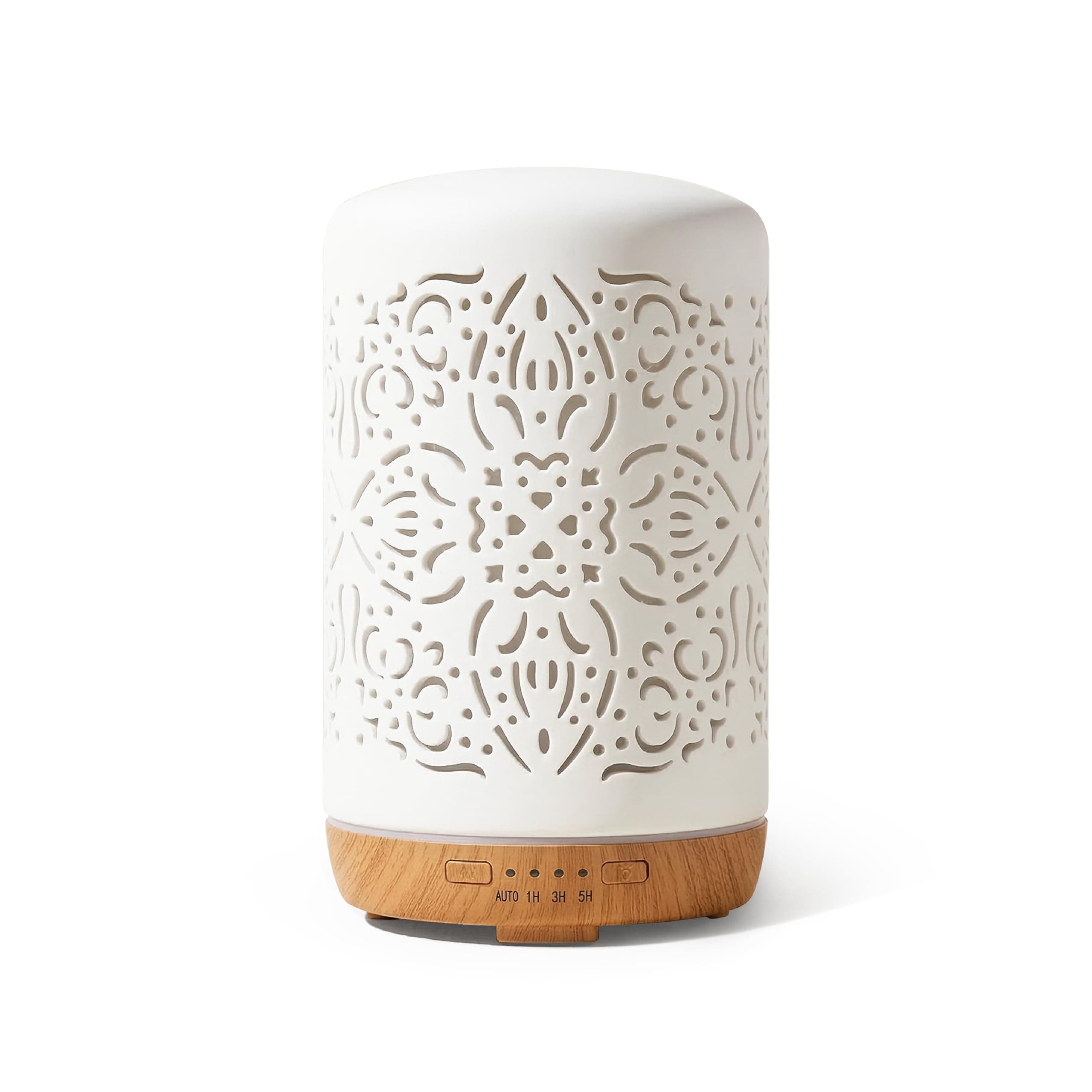 Earnest Living Essential Oil Diffuser White Ceramic Diffuser 250 ml Timers Night Lights and Auto Off Function Home Office Humidifier Aromatherapy Diffusers for Essential Oils