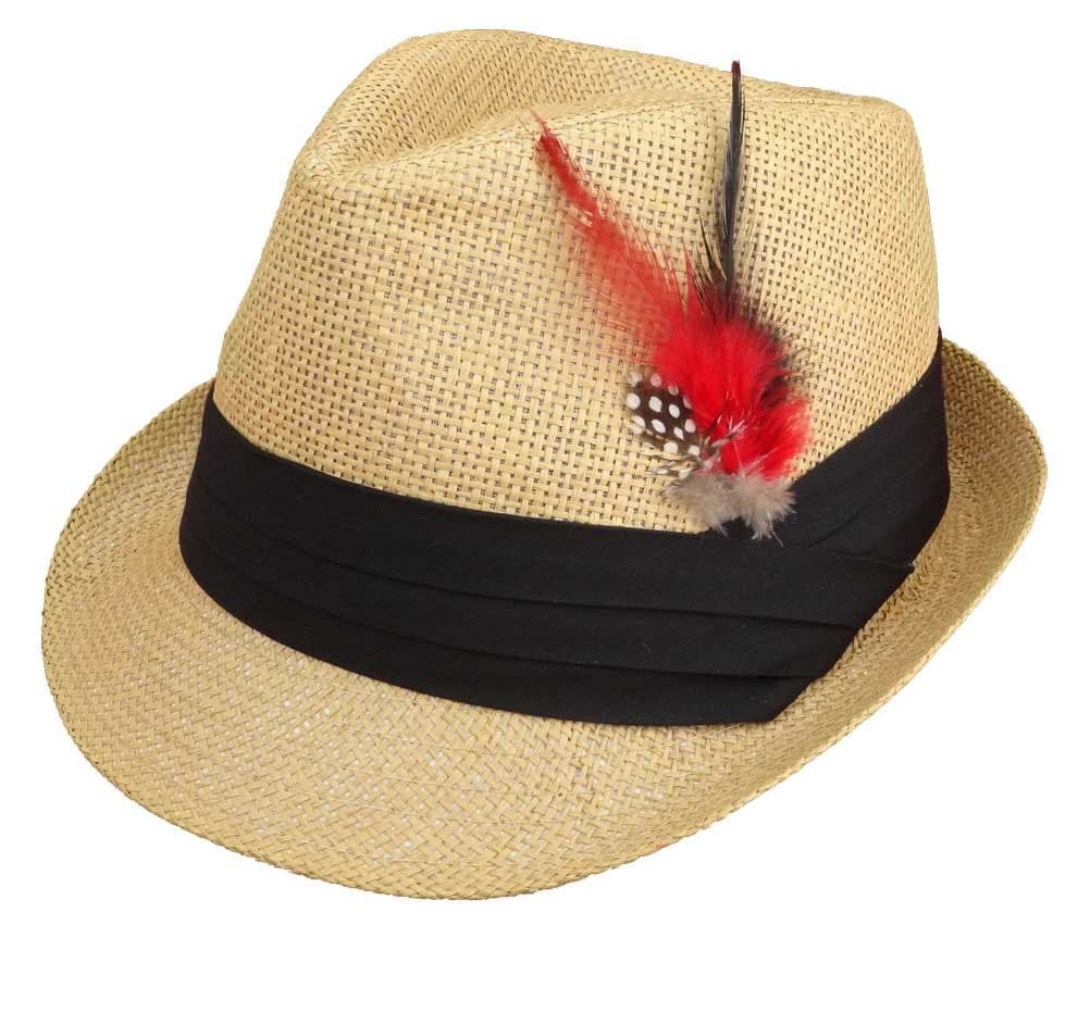 Apparel SectorMens Fedora Straw Hats with Feather