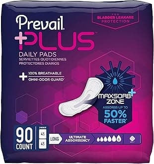 Prevail Incontinence Bladder Control Pads, Ultimate Absorbency, Long, 90 Count