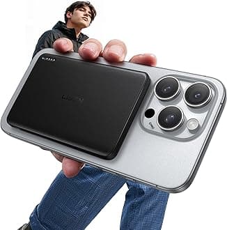 for Magsafe Power Bank Slim 0.3" Mini Portable Charger for iPhone Accessories 5000mAh Mini Battery Pack Birthday Gifts for Men Travel Essentials Gifts for iPhone 16 Pro/15/14/13/12, Black