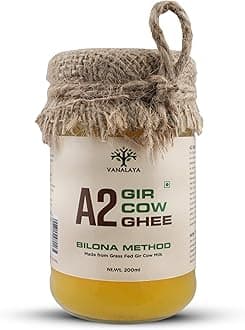 Vanalaya A2 Gir Cow Ghee | Traditionally Bilona Hand-Churned | Prepared from A2 Milk of Grass-Fed Gir Cows | Rich Aroma & Granular Texture | Pure Desi Ghee 200ml