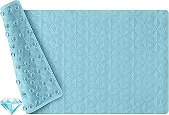 WRISIN Non Slip Bathtub Mat for Bath Tub Shower - Natural Rubber Mat with 241 Suction Cups - Soft Bathroom Safety Mat - Unique Diamond Pattern - Fatigue Relief - Machine Washable - 16 × 28 Inch