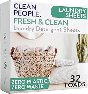 Clean People Laundry Detergent Sheets - Recyclable Packaging, Hypoallergenic, Stain Fighting - Ultra Concentrated, Laundry Soap - Fresh Scent, 32 Pack