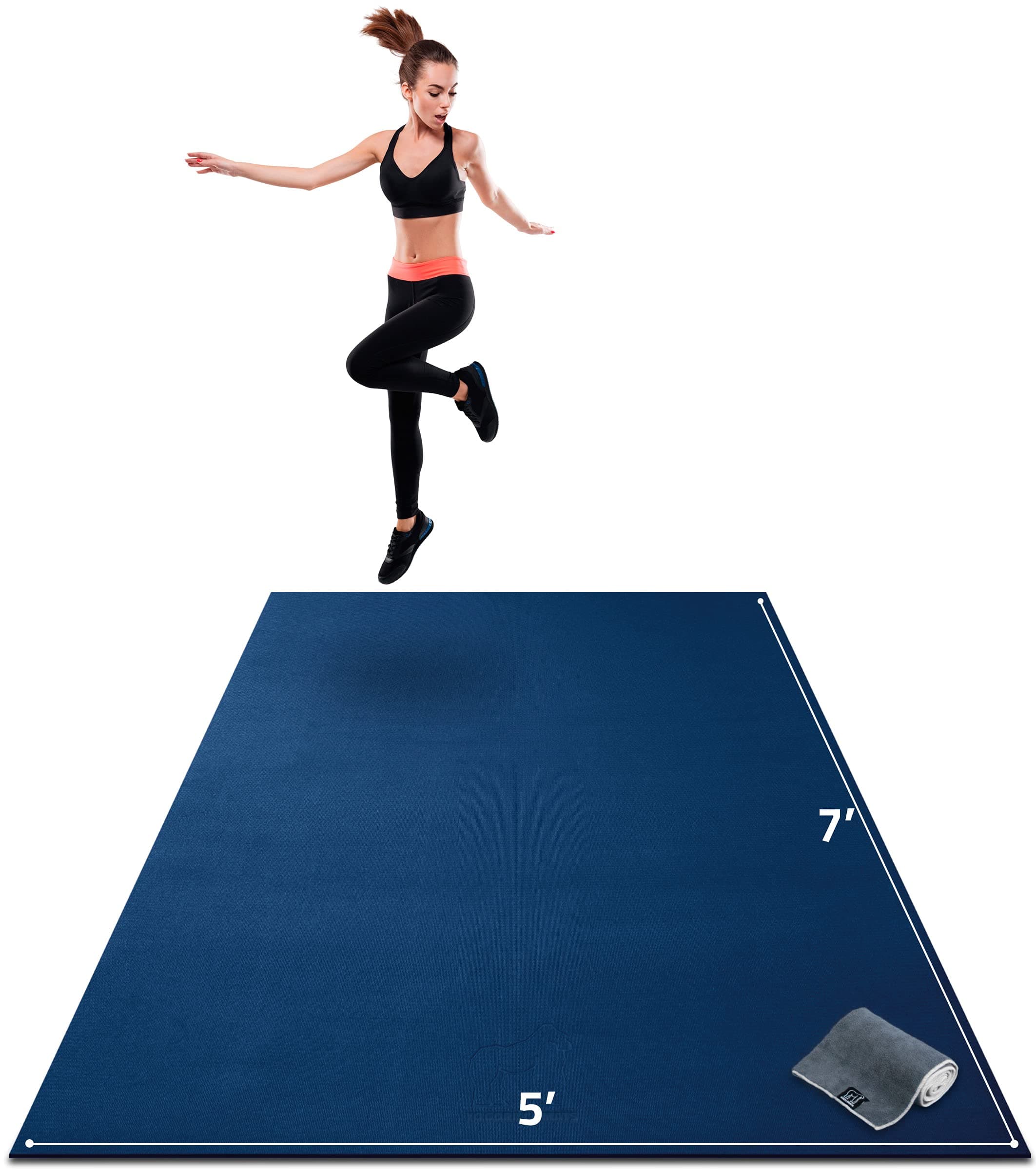 Gorilla Mats Premium Large Exercise Mat – 7' x 5' x 1/4" Ultra Durable, Non-Slip, Workout Mat for Instant Home Gym Flooring – Works Great on Any Floor Type or Carpet – Use with or Without Shoes
