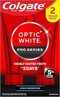 Optic White Pro Series Teeth Whitening Toothpaste with 5% Hydrogen Peroxide, Stain Prevention, Mint, 3 Ounces (2 Pack)
