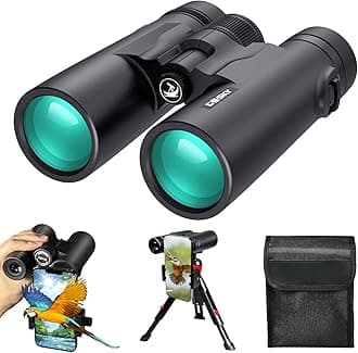 8x42 Roof Prism Binoculars for Adults, HD Professional Binoculars for Bird Watching Travel Stargazing Hunting Concerts Sports-BAK4 Prism FMC Lens-with Phone Mount Tripod Strap Carrying Bag